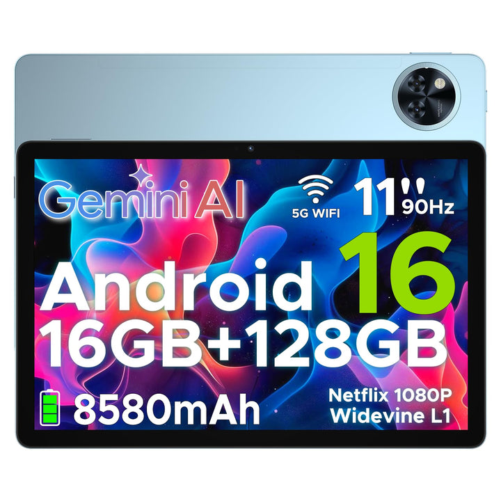 U11 Android 16 Tablet 11 Zoll Gemini AI 16GB RAM +128GB ROM (2TB TF), 8580mAh Gaming Tablet Unisoc T