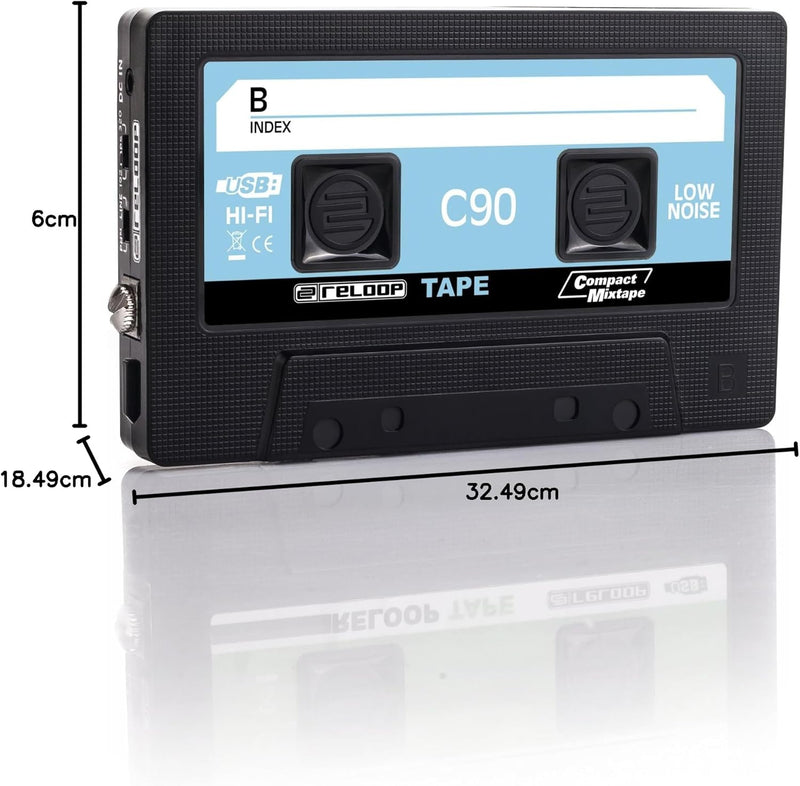 Reloop Tape - USB-Mixtape Recorder im Retro-Kassetten-Look, Line- und Phonoquellen, 3,5-mm-Stereo-Kl