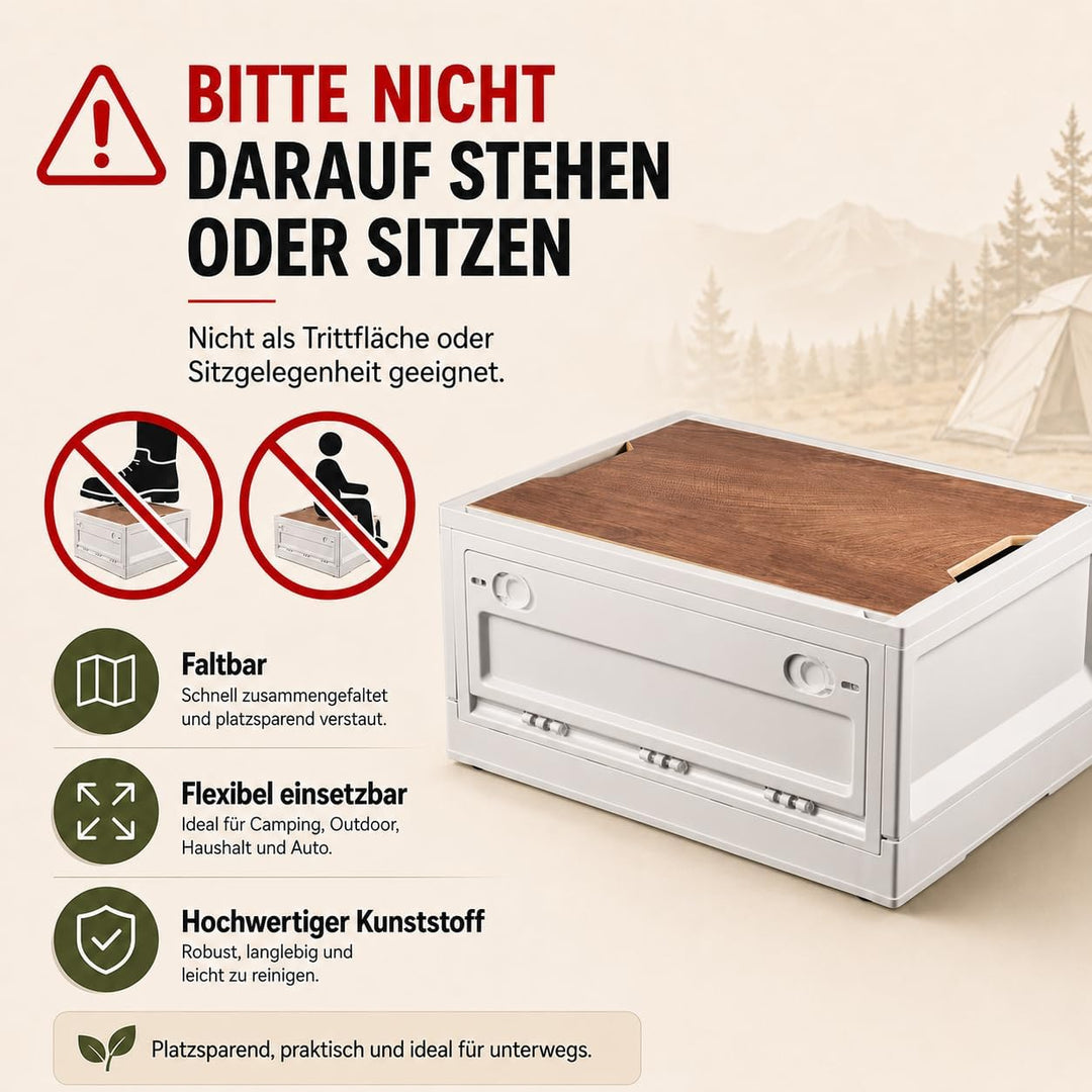 RMAN® 2er Set Aufbewahrungsbox mit Deckel 35L Campingbox mit 4 Rollen Kofferraum Organize Camping Zu