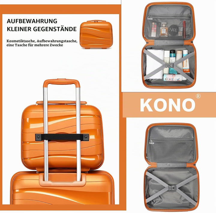 KONO Kosmetikkoffer Beautycase Kabinengepäck Damen PP Schminkkoffer (Orange) Orange S, Orange S