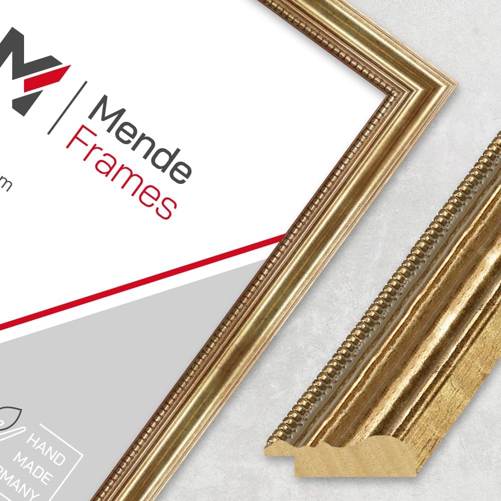 Mende Frames Bilderrahmen Antik 30x45cm I Farbe: Gold I Holzbilderrahmen I Fotorahmen I Goldener Bar