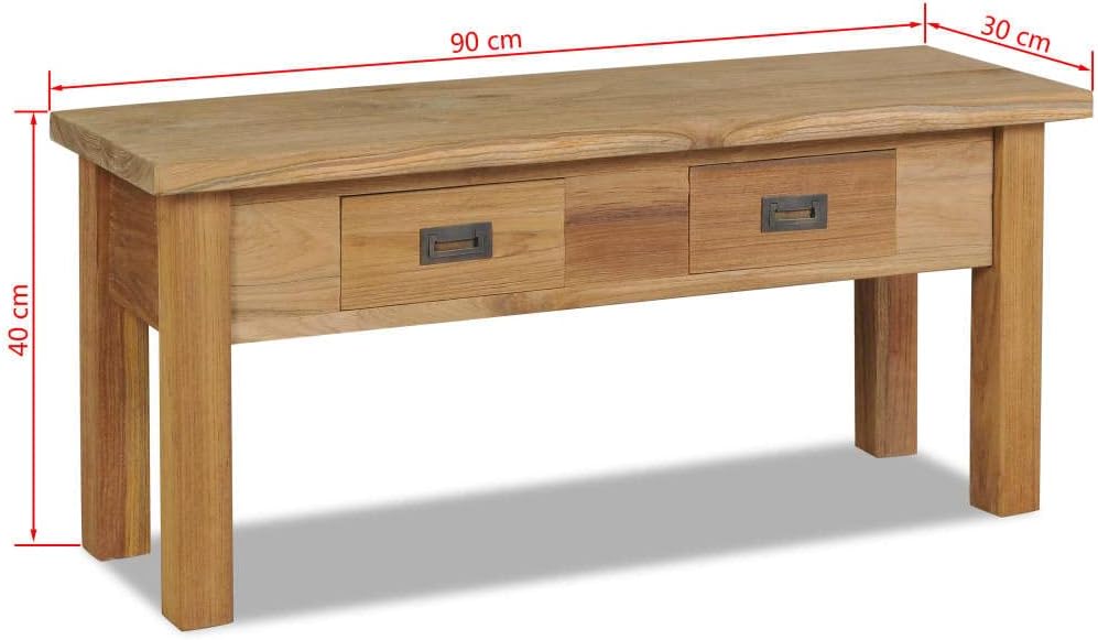 vidaXL Teak Massiv Flurbank 90x30x40 cm Sitzbank Holzbank TV Schrank Lowboard