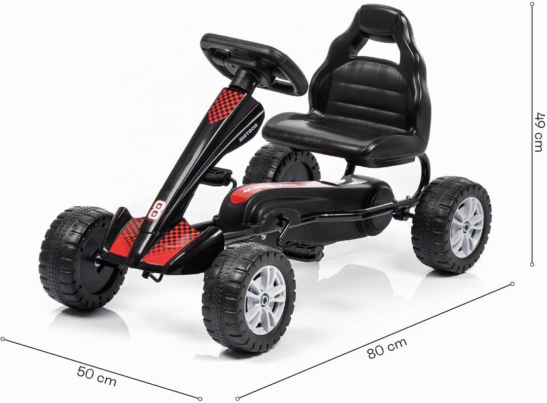 meteor Tretfahrzeug Kinder Gokart mit Pedalen ohne Akku Tretauto mit verstellbarem Sitz Kunststoffrä