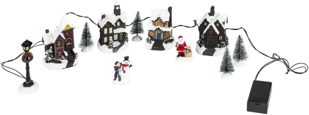 Haushalt International Weihnachtsstadt mit Schneedekoration Weihnachtsdorf LED Lichthäuser 3D Weihna