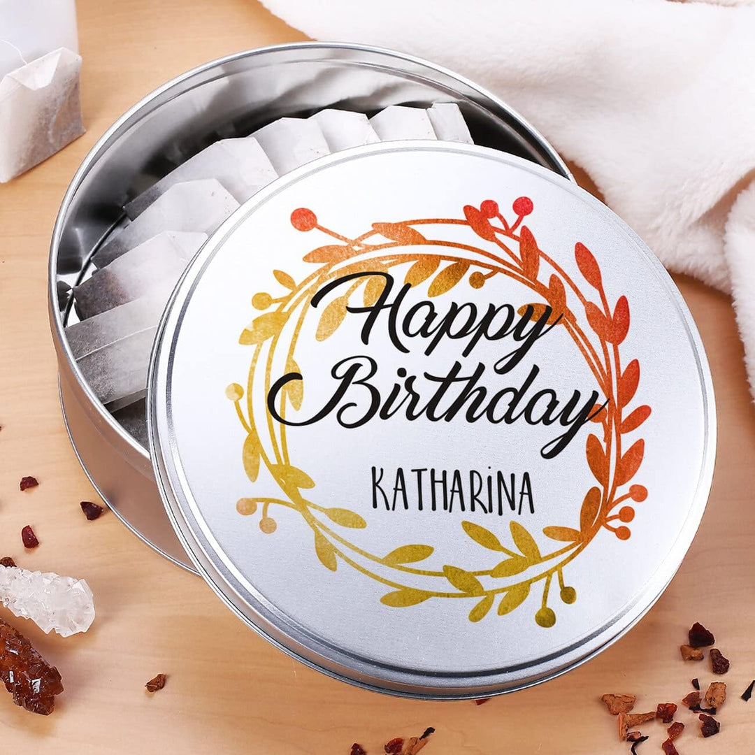 Herz & Heim® Geschenkdose mit Aufdruck und Wunschtext - ideal zum Geburtstag oder Weihnachten Happy