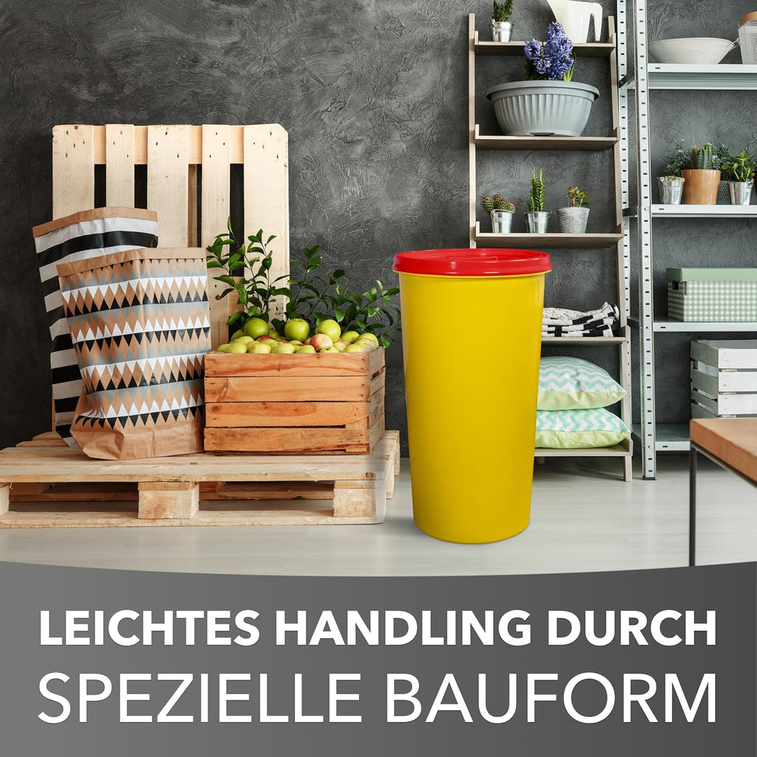 Mülleimer 60l mit geruchsdichtem Deckel (Rot), Gelber Sack Ständer, Made in Germany, Müllsackständer