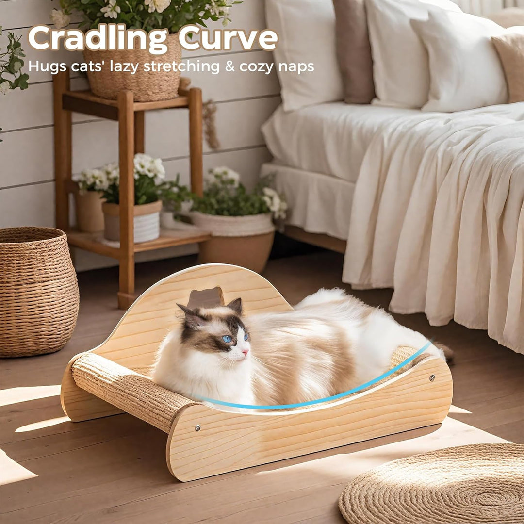 Avont Sisal Kratzbrett Holz, Kratzliege für Katzen, Bequeme Kratzpads zum Schlafen -M 58 cm * 33 cm,