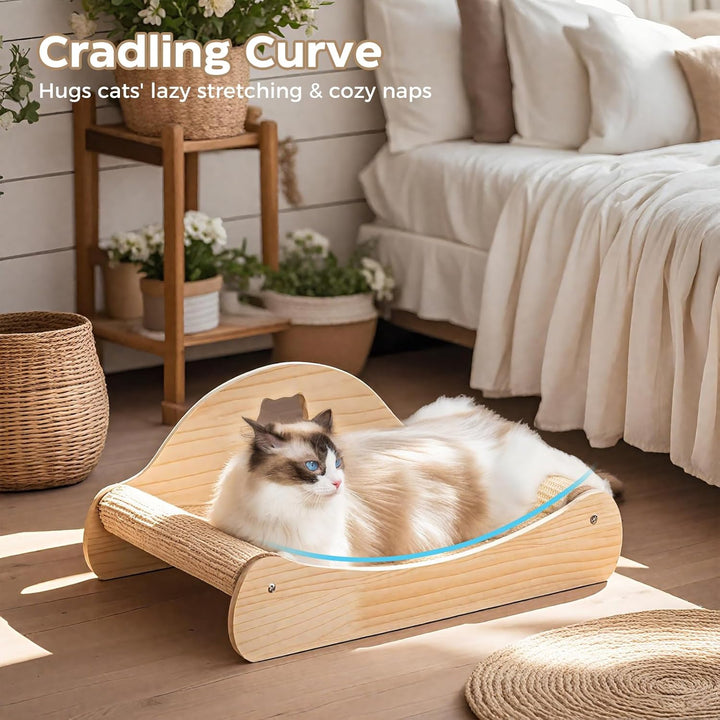Avont Sisal Kratzbrett Holz, Kratzliege für Katzen, Bequeme Kratzpads zum Schlafen -M 58 cm * 33 cm,