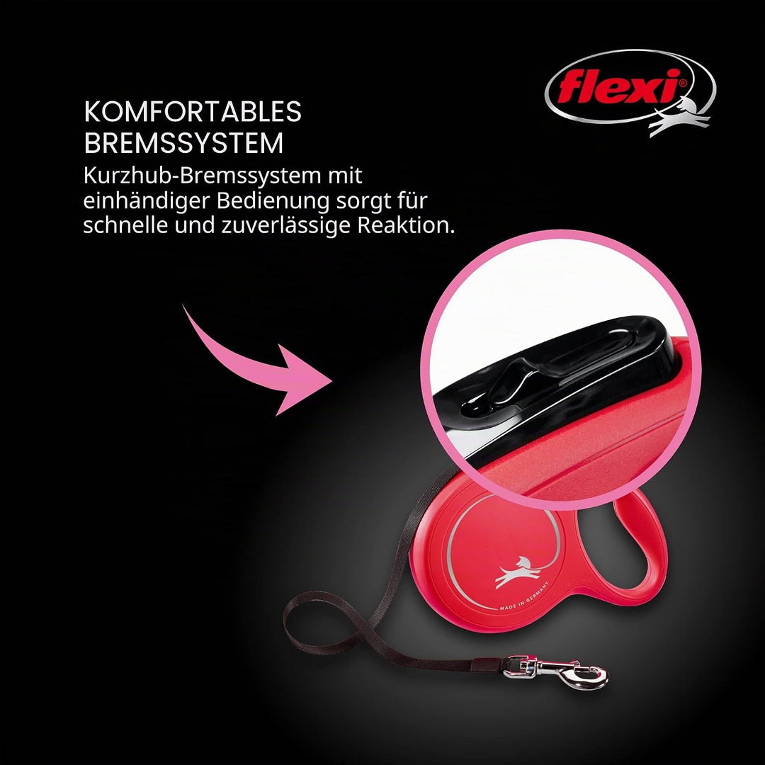 Flexi CL10T5.250.R Hundeleine, einziehbar, klassisches Design, 4,88 m, klein, Rot Small, 16 ft, Smal