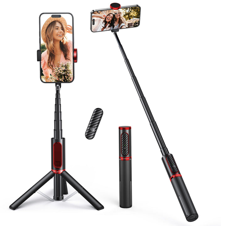 ATUMTEK Selfie Stick Stativ, 3-in-1 Ausziehbares Aluminium Handy Stativ mit kabelloser Bluetooth-Fer