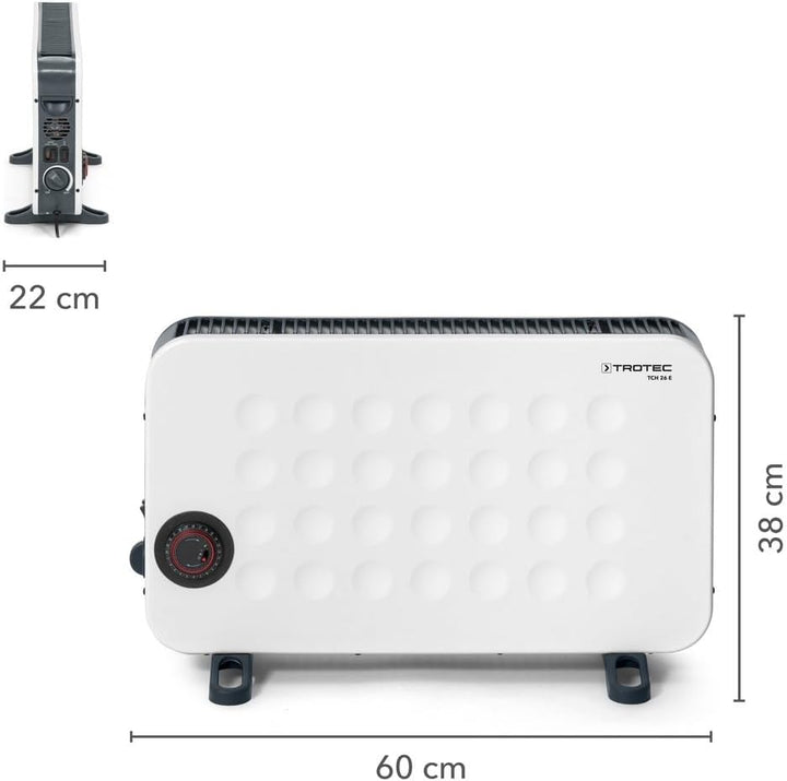 TROTEC Heizkörper elektro TCH 26 E – Heizleistung 750 W / 1250 W / 2000 W – Konvektor mobil, weiss 2