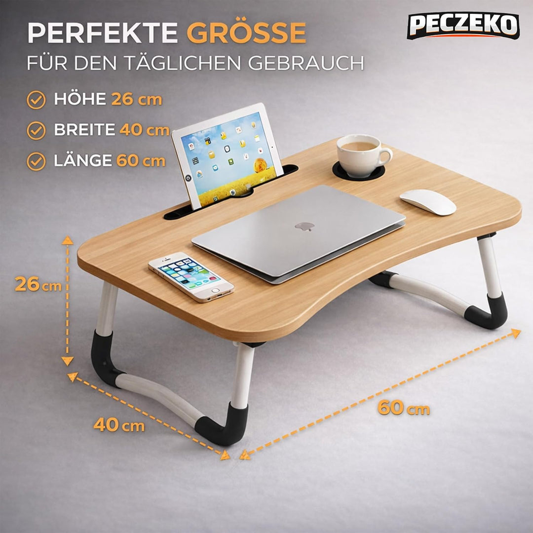 Laptoptisch Klappbar – Laptopständer mit Tablet-Halter, Frühstückstablett aus Holz, Tisch für Sofa u