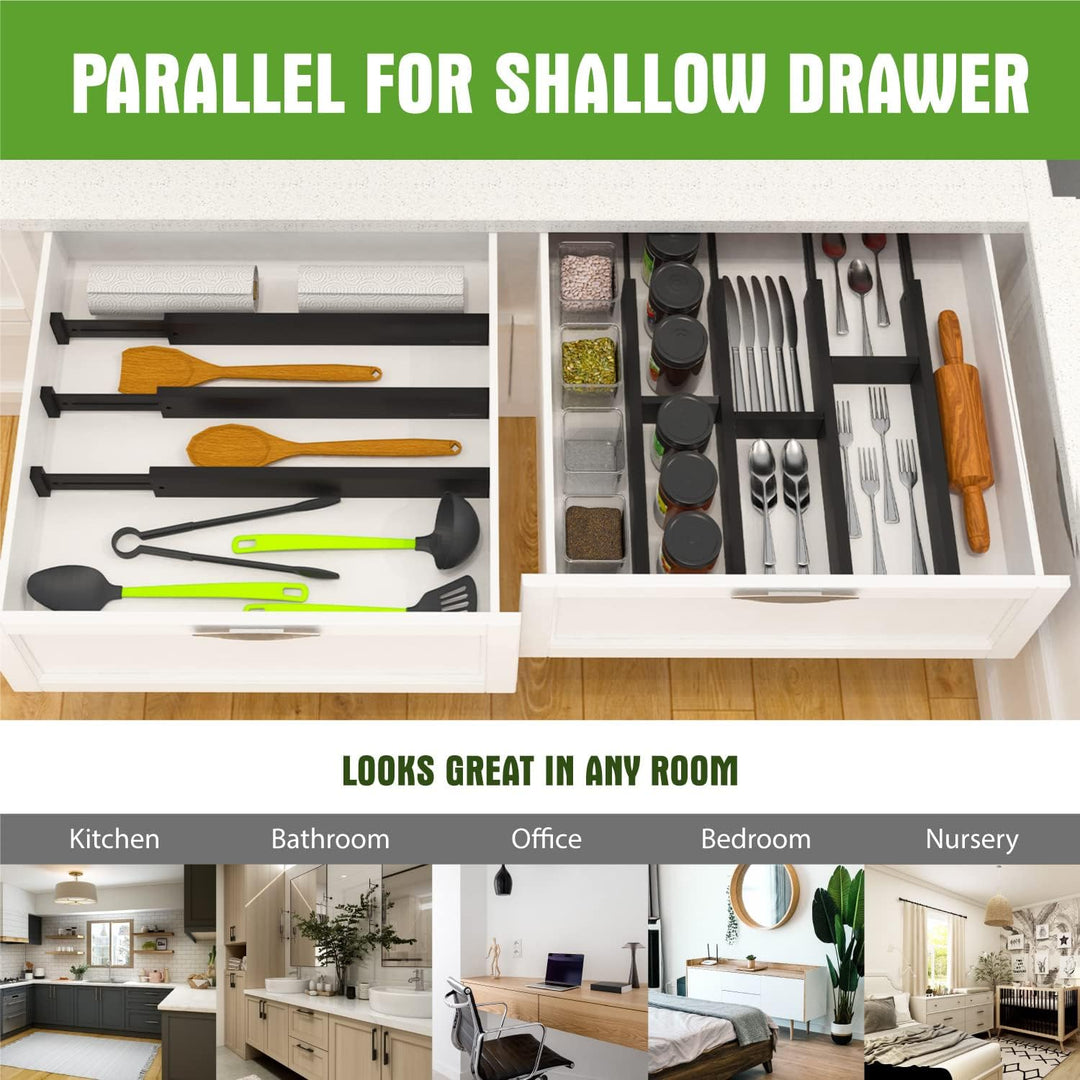 ANTOWIN 10 Pcs Schubladentrenner Verstellbar Bambus, Schubladen organizer, gefedert, Küche, Kommode,