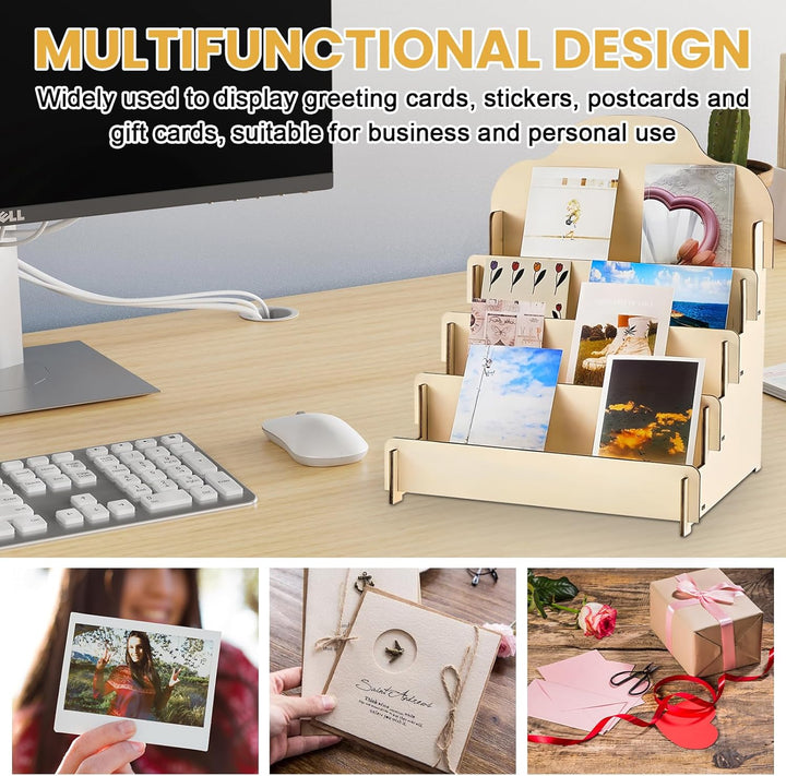 Kartenständer Aus Holz Mit 4 Etage Display Ständer, postkartenständer, Präsentationsständer, Grusska