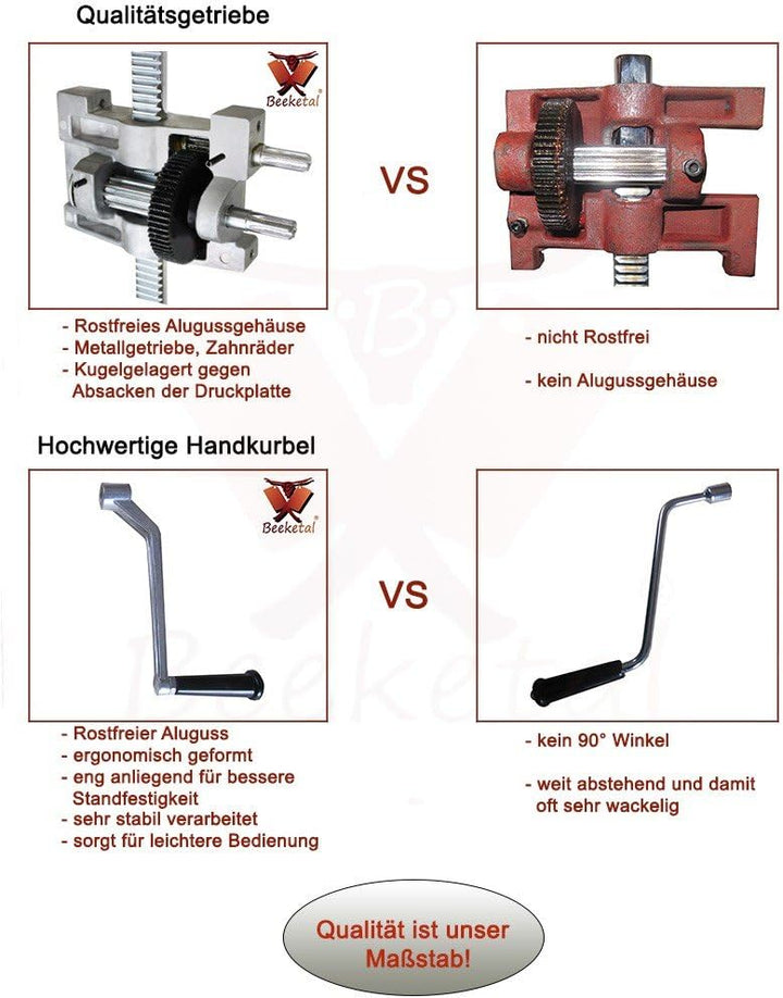Beeketal 'BT010' Edelstahl Industrie Wurstfüllmaschine (10 L Volumen) SGS-geprüft, Profi Wurstfüller