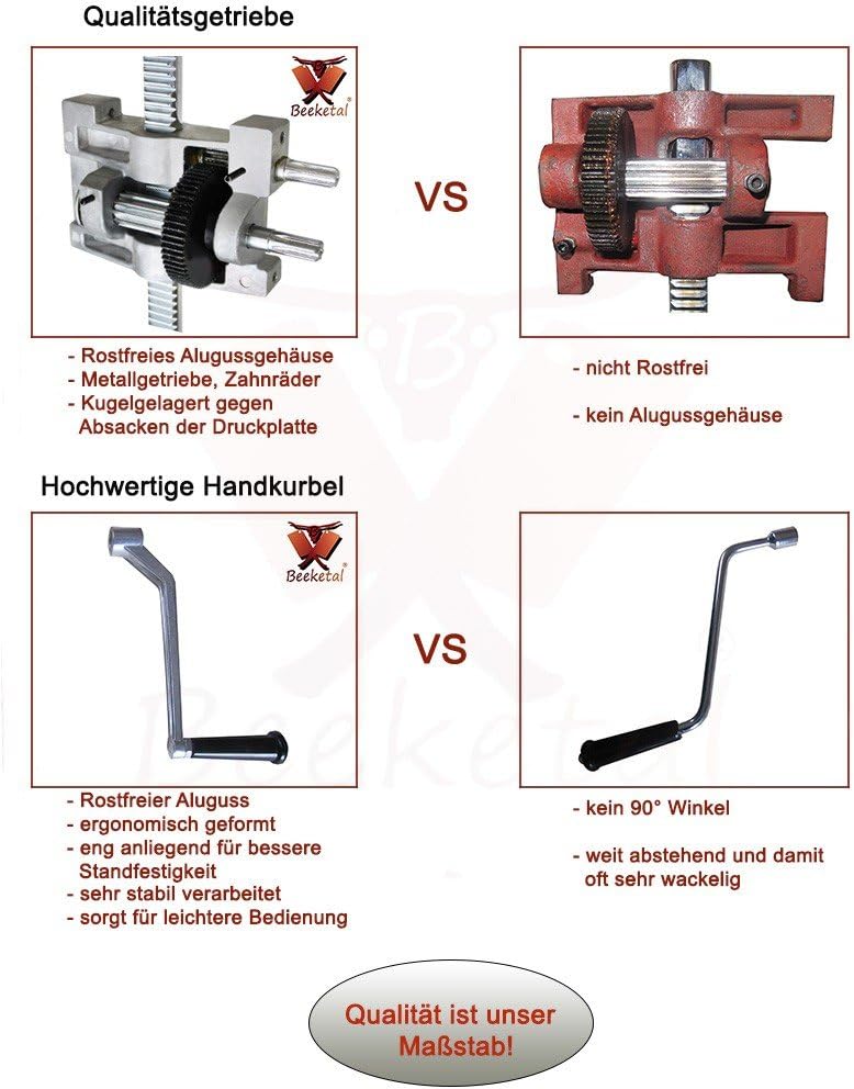 Beeketal 'BT05' Edelstahl Industrie Wurstfüllmaschine (5 L Volumen) SGS-geprüft, Profi Wurstfüller m