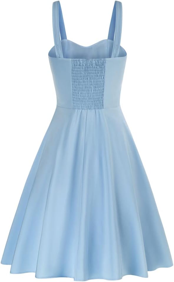 Belle Poque Damen Casual Cocktailkleid Sommerkleid Elegant Spaghetti Freizeitkleid A-Line Lang BP038