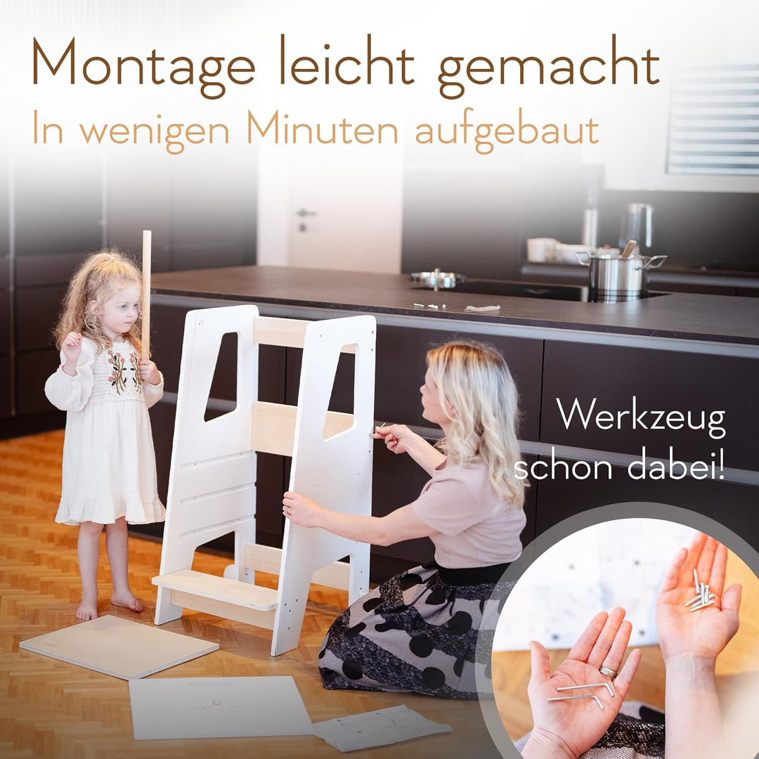 Kinder Lernturm Höhenverstellbar Ab 1 Jahr Mit Abnehmbarer Front Tritthocker für Küche Bad Leiterstu