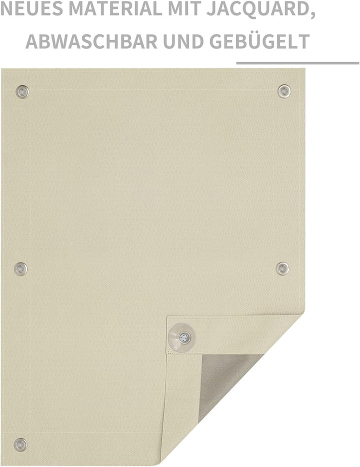 WOLTU Thermo Dachfenster Rollo ohne Bohren Sonnenschutz Verdunkelungsrollo mit Saugnäpfen, Thermorol