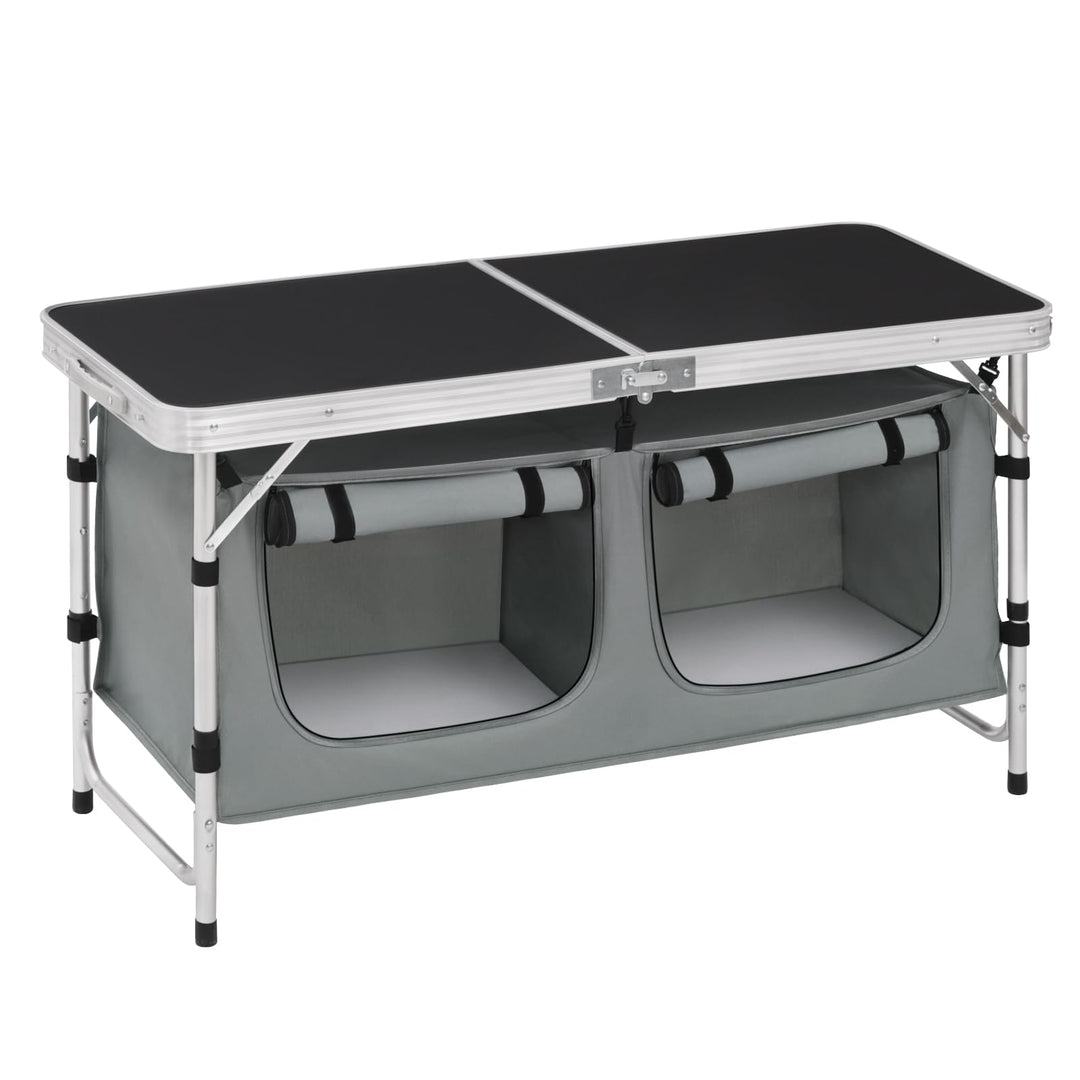 WOLTU faltbar Campingschrank Alu Campingtisch Höhenverstellbar mit Stauraum, Outdoor Campingmöbel Kl