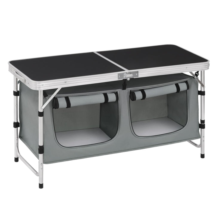 WOLTU faltbar Campingschrank Alu Campingtisch Höhenverstellbar mit Stauraum, Outdoor Campingmöbel Kl