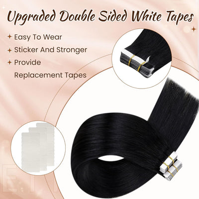 Hetto Tape in Extensions Echthaar Schwarz Extensions Tape in Echthaar Remy Tape in Echthaar Extensio