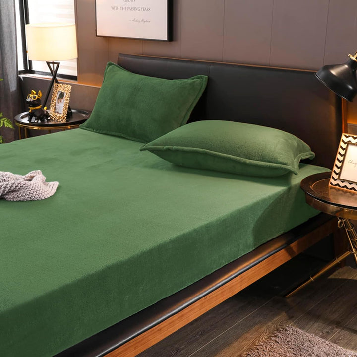 Boqingzhu Flauschige Plüsch Spannbettlaken 140x200cm Grün Salbeigrün Winter Warm Flanell Fleece Bibe