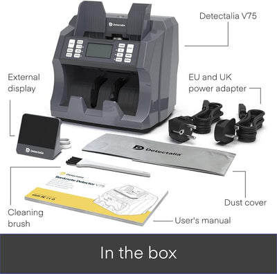 Detectalia V75 Banknotenzähler und Geldscheinprüfer für jede Währung, 27 x 21 x 24 cm Ungemischte Ba