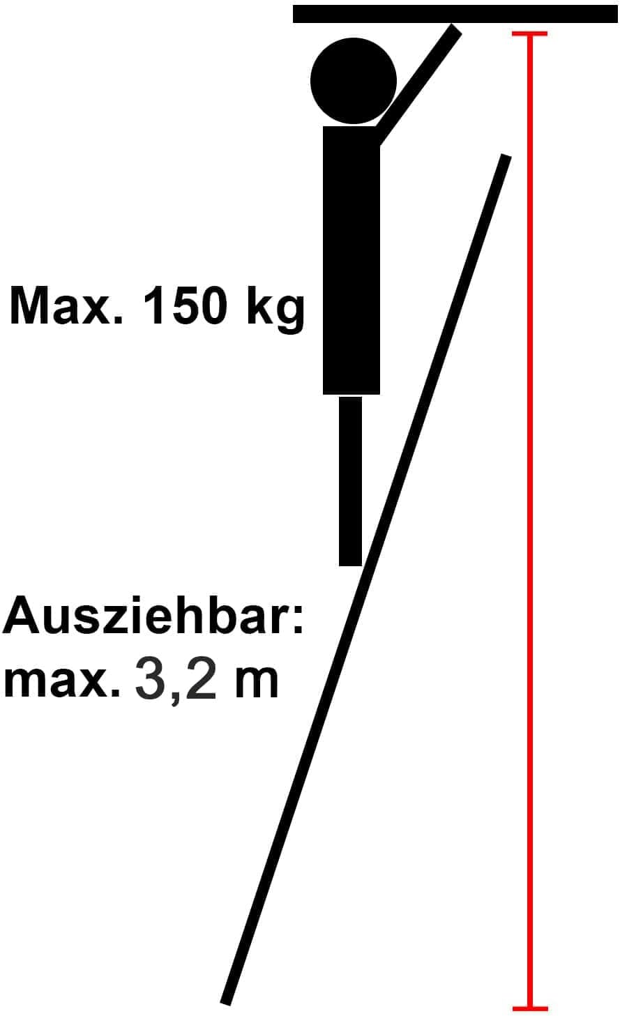 Eaxus® Teleskopleiter 3,2 m | DIN EN 131 | Aluminium Mehrzweckleiter | Ausziehbar mit 11 Stufen | Si
