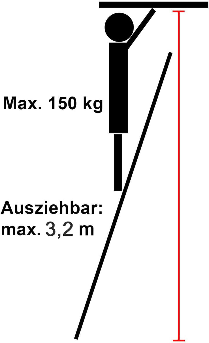 Eaxus® Teleskopleiter 3,2 m | DIN EN 131 | Aluminium Mehrzweckleiter | Ausziehbar mit 11 Stufen | Si