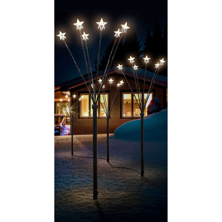 Mojawo LED - Gartenleuchtstäbe 'Stern' 4er Set 6 Lichter per Stab, inkl. Erdspiesse