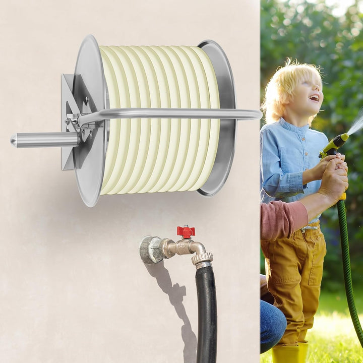 Schlauchtrommel Edelstahl Schlauchaufroller Leer Gartenschlauchaufroller StäNder Aus Edelstahl, bis