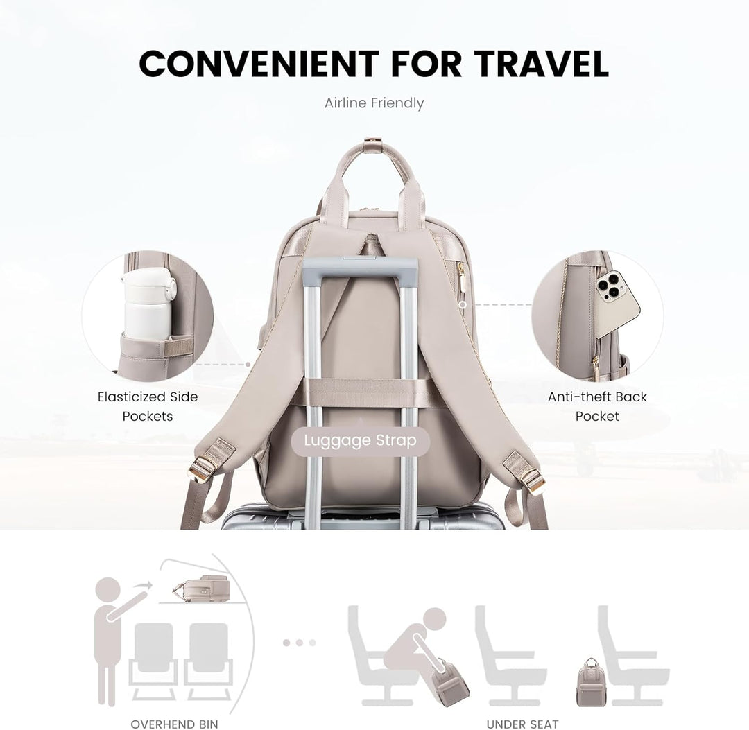 LOVEVOOK Rucksack Damen, 15,6 Zoll Laptop Rucksack Wasserdicht, Elegant Schulrucksack Teenager Mädch