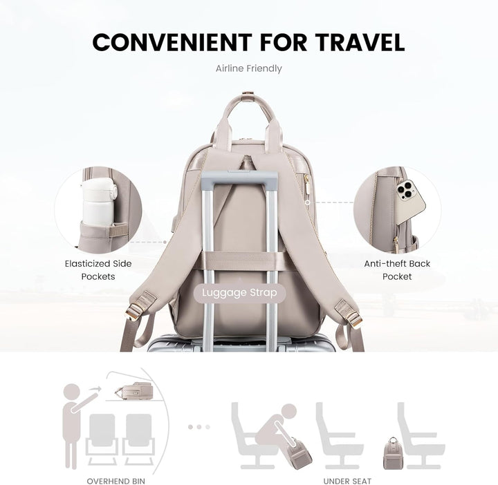 LOVEVOOK Rucksack Damen, 15,6 Zoll Laptop Rucksack Wasserdicht, Elegant Schulrucksack Teenager Mädch