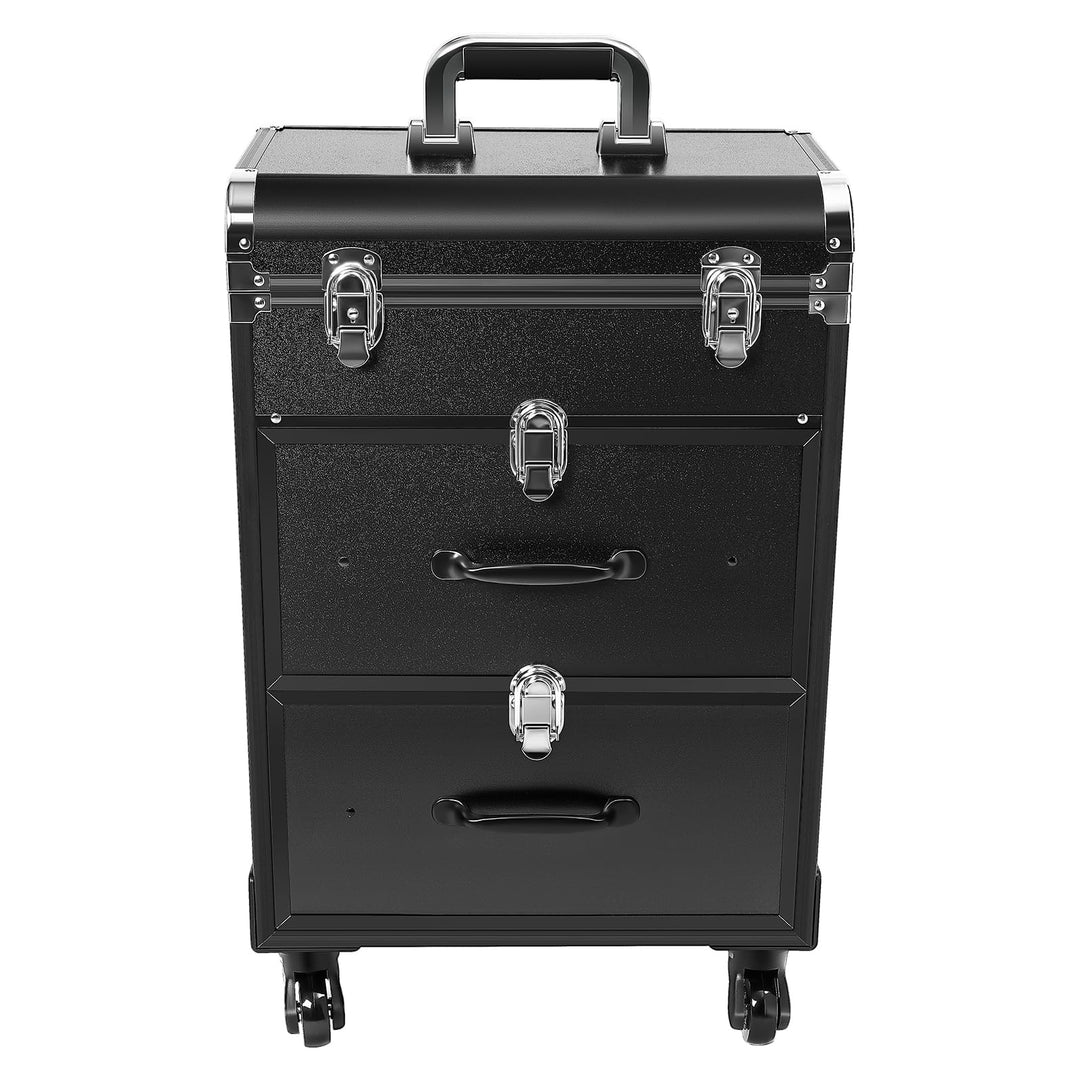 Kosmetikkoffer Trolley, Kosmetikkoffer Schminkkoffer mit 4 Rollen, Friseurkoffer Rollkoffer mit 2 Sc