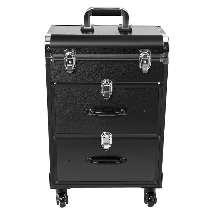 Kosmetikkoffer Trolley, Kosmetikkoffer Schminkkoffer mit 4 Rollen, Friseurkoffer Rollkoffer mit 2 Sc