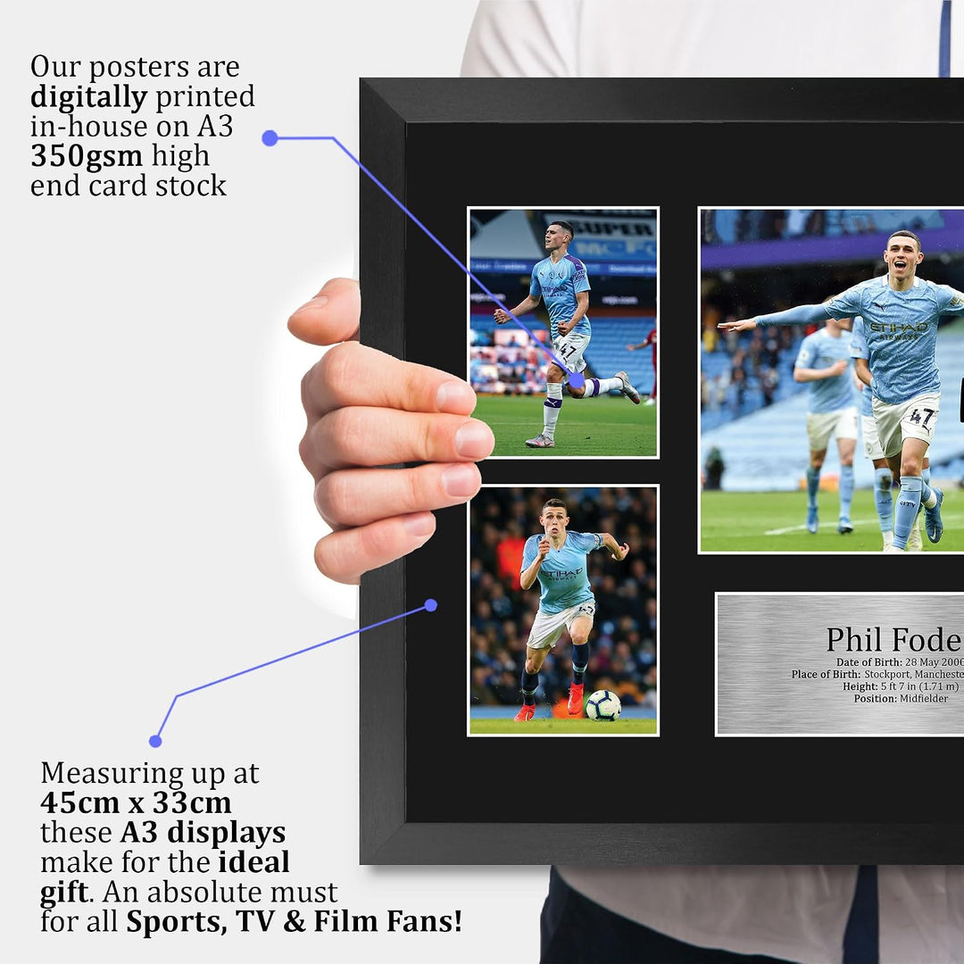 HWC Trading FR A3 Phil Foden Manchester City Geschenke Gedruckt, Signiert Autogramm Bild, Für Fussba