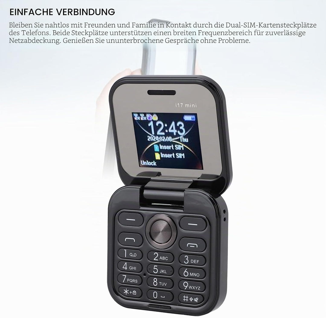 Entsperrtes Klapphandy für Senioren, ältere Menschen, 2G Basic, Einfach zu Bedienendes, Kleinstes Mo