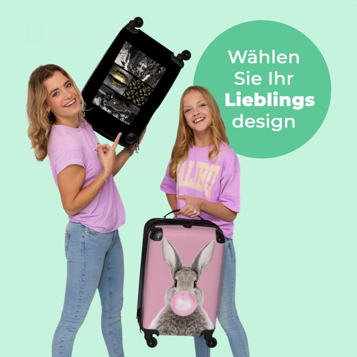 NoBoringSuitcases.com® Koffer Handgepäck Trolley Rollkoffer Kleine Reisekoffer mit 4 Rollen - Collag