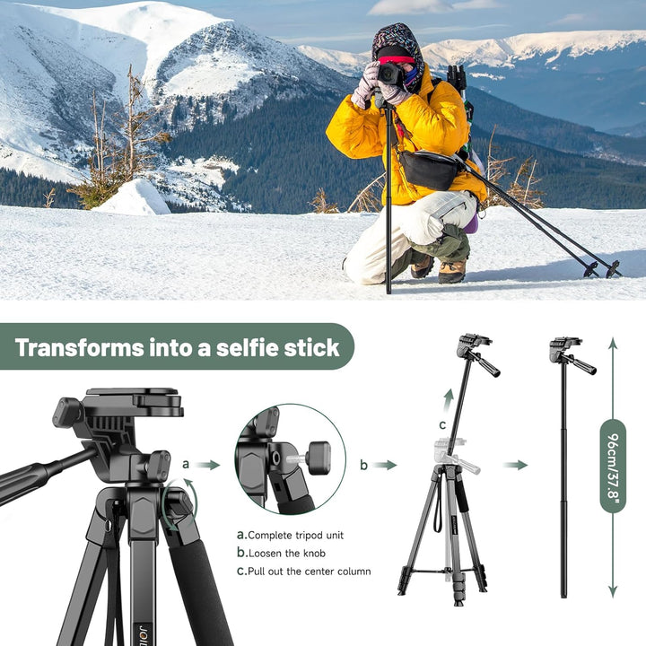 JOILCAN Kamera Stativ, 210.8cm leichtes Handy Stativ für Smartphone & Selfie Stick mit 360°Kugelkopf