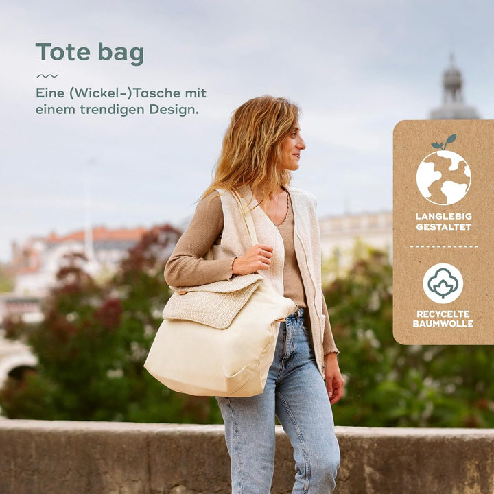 Babymoov Wickeltasche Tote Bag Bloom, Wickeltasche, Kapazität von 35l, zahlreiche Staumöglichkeiten,