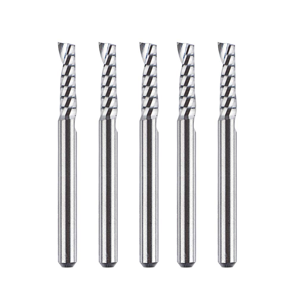 SpeTool 5 Stück Alu Fräser 3,175 mm (1/8") Schaft Einschneidiger CNC Fräser Holz VHM 12mm Schnittlän