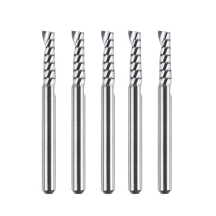 SpeTool 5 Stück Alu Fräser 3,175 mm (1/8") Schaft Einschneidiger CNC Fräser Holz VHM 12mm Schnittlän