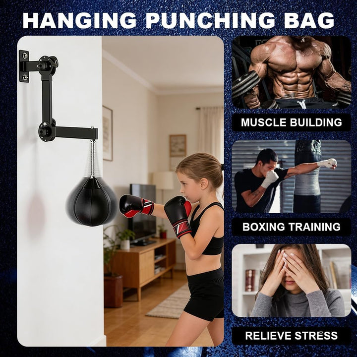Boxsack Hängend, Punchingball Höhenverstellbar, Faltbar Boxball mit Aufhängung, Trainingsgerät für R