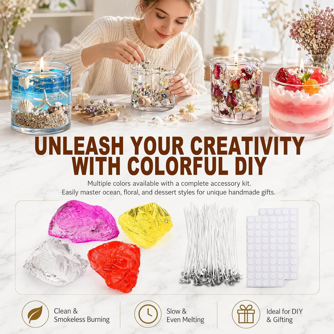 RANJIMA Gel Wachs Kerze Making Kit, Gelee Wachs DIY Kerze Machen Handgefertigte Material Crystal für