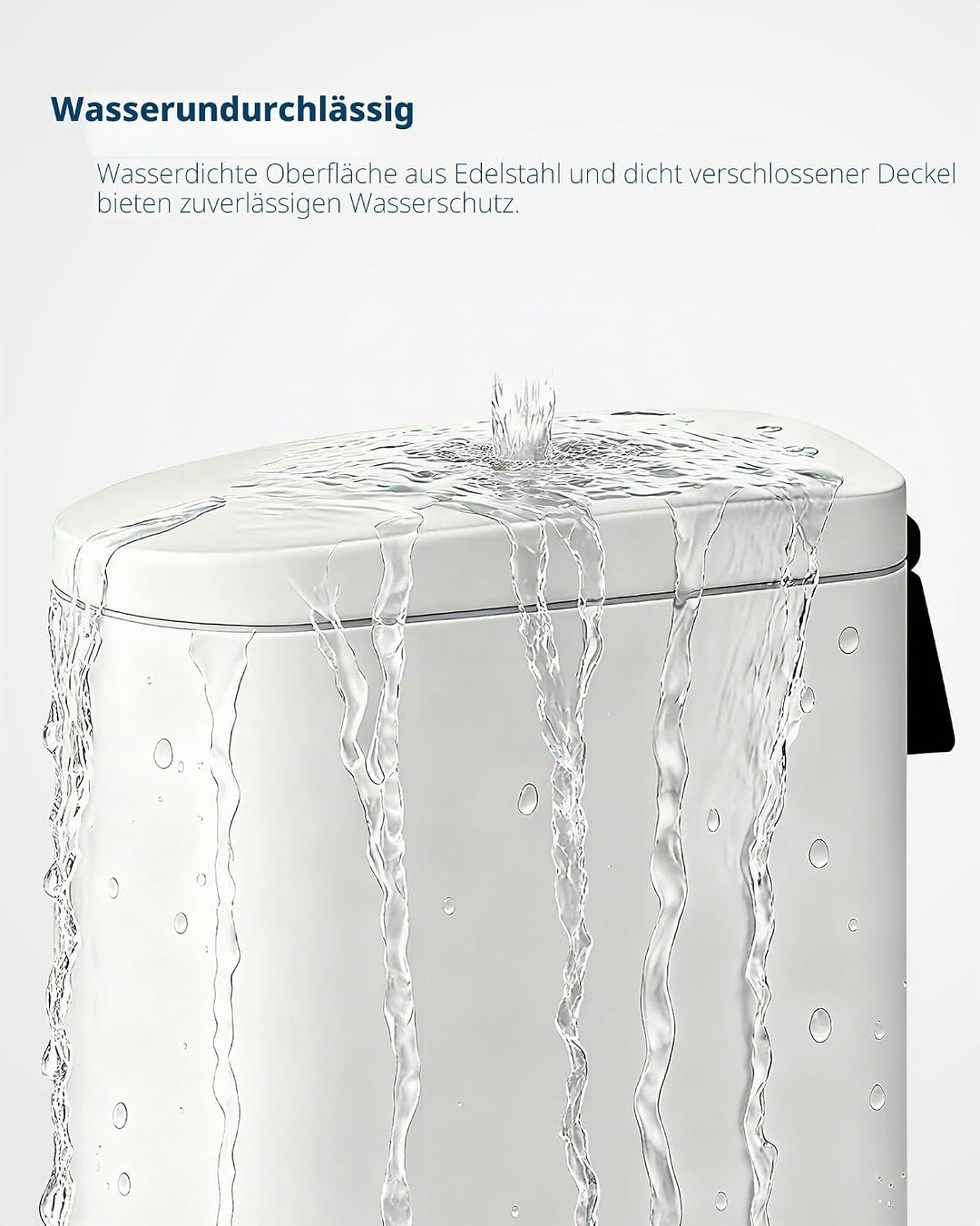 GarveeHome 10-Liter Edelstahl-Badezimmer-Mülleimer mit Edelstahl-Deckel, Fusspedal,wasserdicht, klei