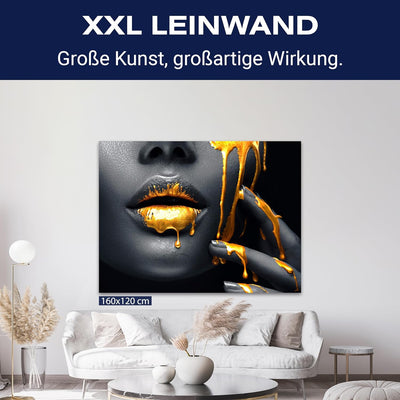 wandmotiv24 Leinwandbild 260 g/m² - Kunstdruck auf Leinwand - Wandkunst - Wandbild mit Frauen Lippen