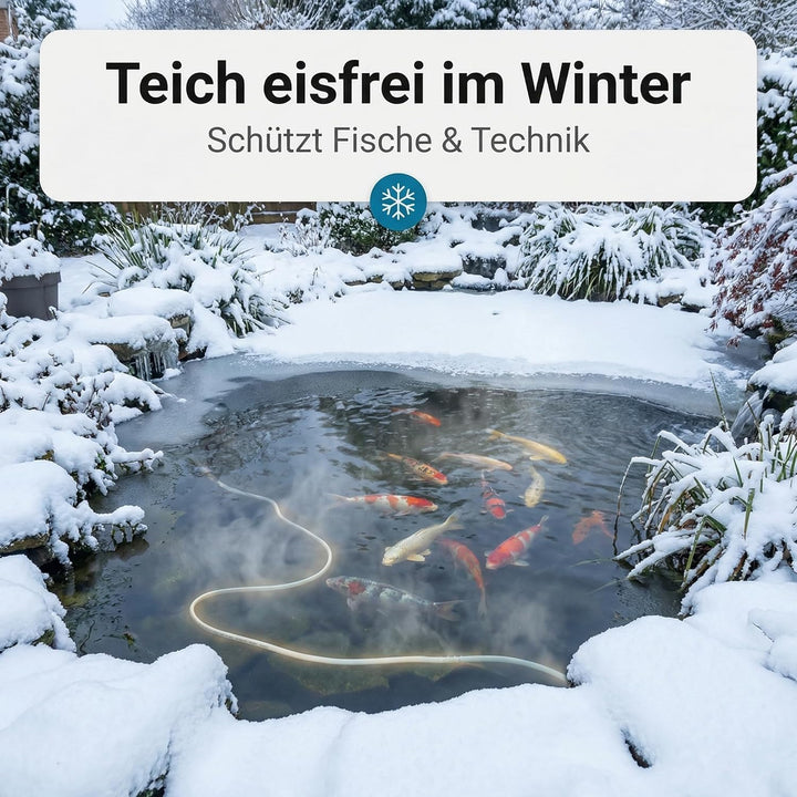 Pondlife Teichheizkabel - Set 90W / 6 m inkl. Thermostat - Teichheizung - Eisfreihalter