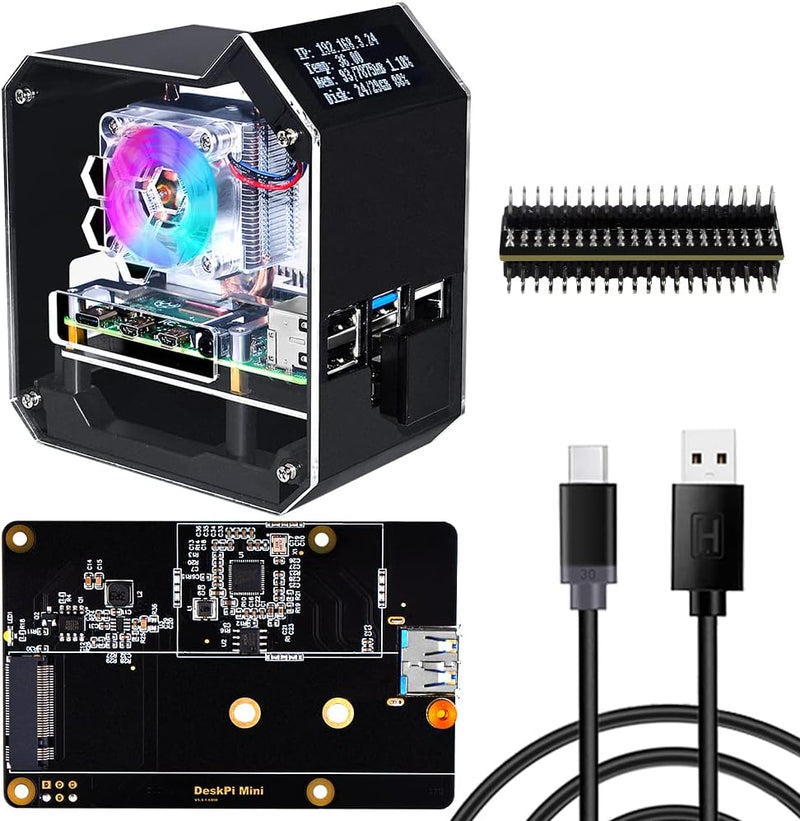 GeeekPi Raspberry Pi ABS Mini Tower NAS Kit,Raspberry Pi Ice Tower Kühler Gehäuse mit Netzteil, M.2