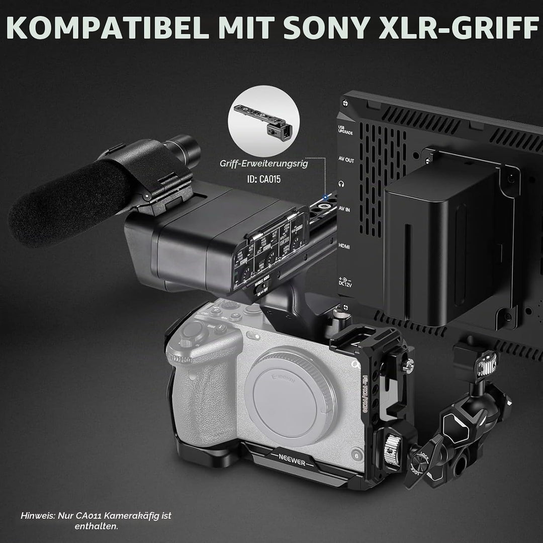 NEEWER FX3/FX30 Cage Kamera Käfig mit HDMI Cable Clamp,NATO Schiene,3/8"ARRI Positionierungslöcher,